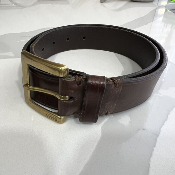 COACH 3896 Mens Leather Belt Brass Buckle Brown Leather 30” - Picture 3 of 5